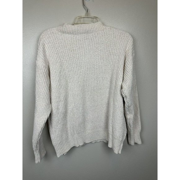 Sweaters for Women V Neck Long Sleeve Pullover Knit Top Ivory - Picture 2 of 8